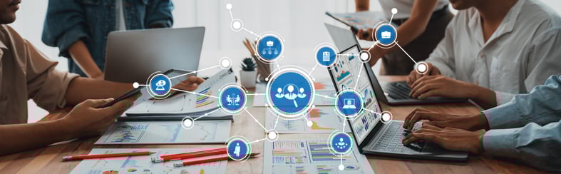 Businesspeople analyzing 