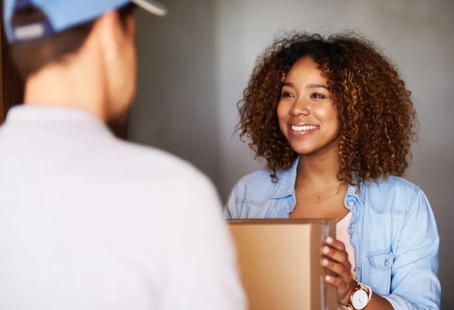 Woman receives a box 