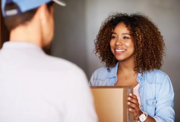 Woman receives a box 