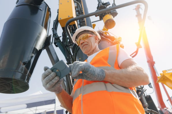 A field worker with a phone